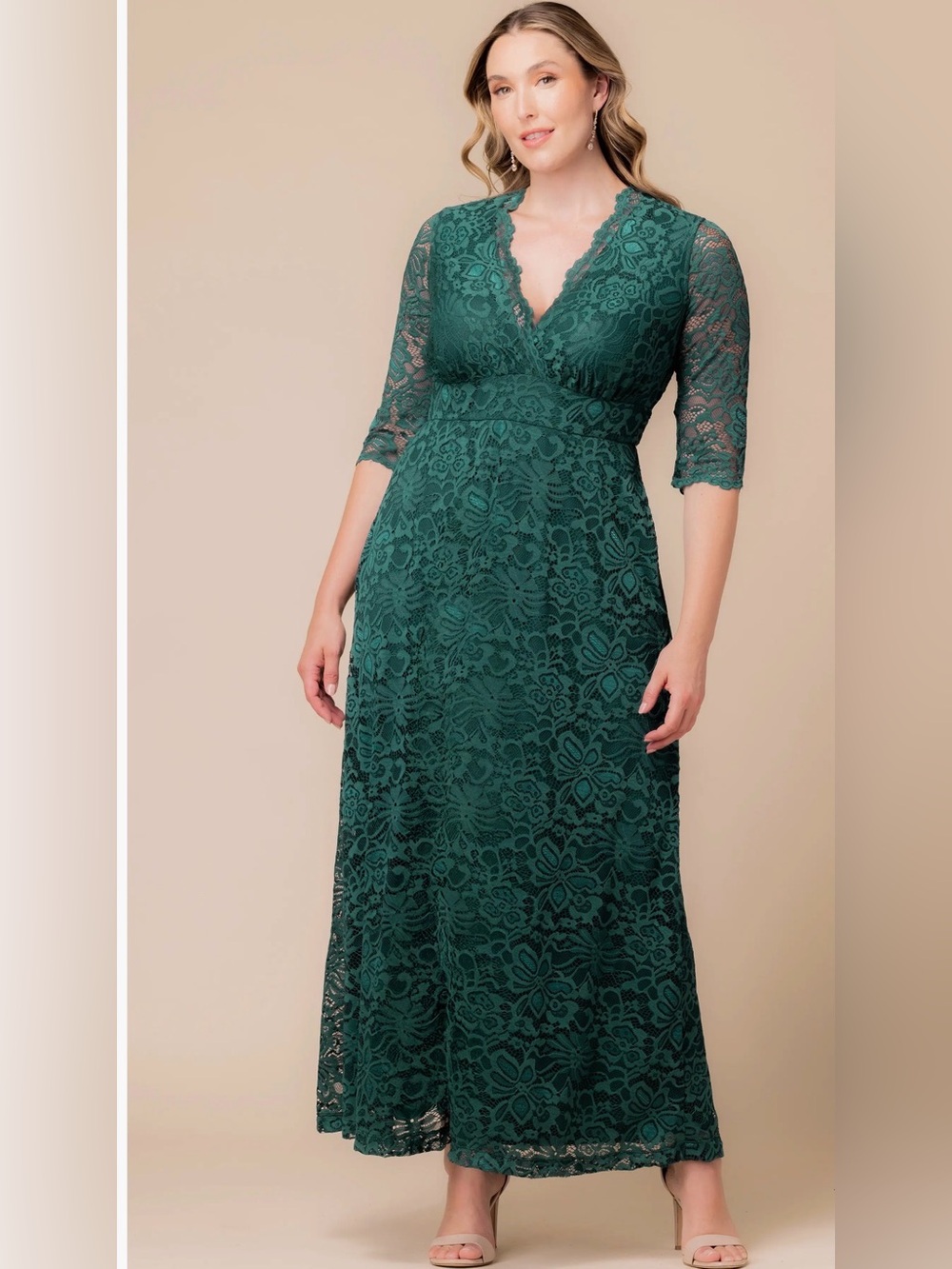 Kiyonna Maria Lace Evening Emerald Gown Size:0X $198